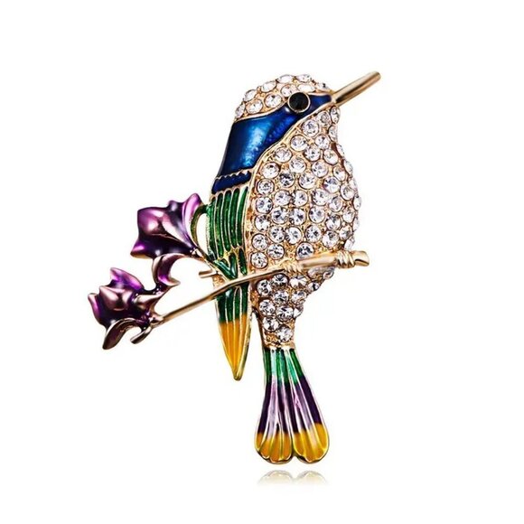 Brooch Hummingbird Rhinestone Pin 🌺 - Picture 1 of 6